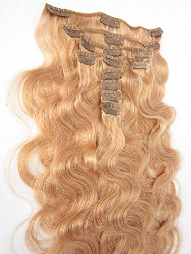 22" Brazilian Virgin Human Hair Body Weave Clip in Hair Extension 8pcs 8# Medium Ash Brown (22)