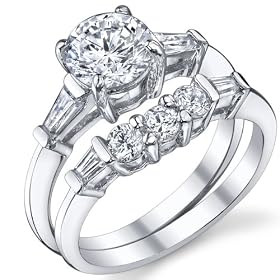1.25 Carat Sterling Silver 925 Wedding Engagement Ring Set with High Quality Cubic Zirconia Size 5