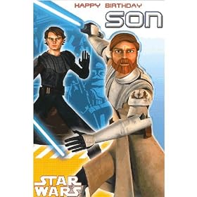 Star Wars Clone Wars Son Large Die-Cut Birthday Card SW346