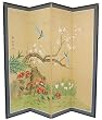 Asian D&eacute;cor & Gifts - 72" x 72" Birds & Flowers Japanese Style Brush Art Floor Screen Room Divider