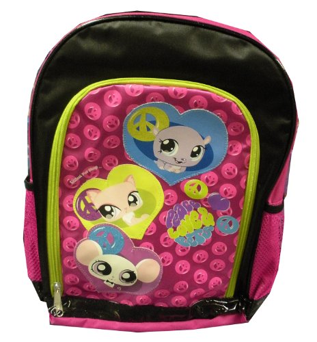 51w8UJ%2BBtSL Littlest Pet Shop Pink & Black Peace Love and Pets 16 Backpack
