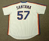 JOHAN SANTANA New York Mets 1980's Majestic Cooperstown Throwback Home Baseball Jersey, MEDIUM