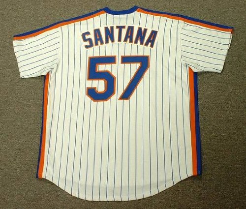 JOHAN SANTANA New York Mets 1980's Majestic Cooperstown Throwback Home Baseball Jersey, MEDIUM