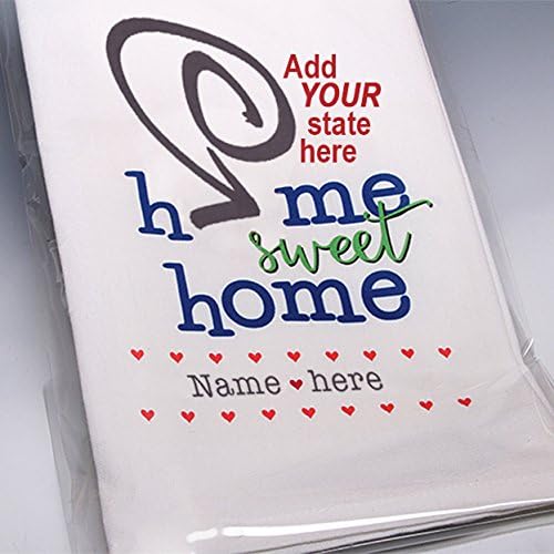 Personalized hand-printed Home Sweet Home towel ~ Add color to your kitchen with this whimsical, customized 100% cotton towel