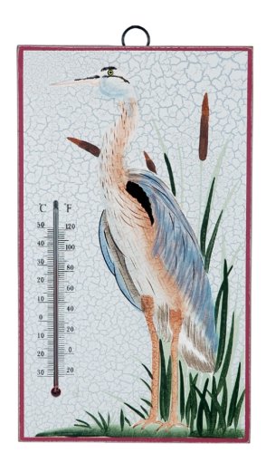 Sunset Vista Designs Blue Heron Collection Wood Thermometer