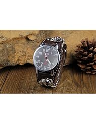 Youyoupifa Unisex Generous Figure Stainless-steel Dial Leather Strap Quartz Wrist Watch