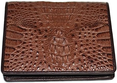 Roverco Men's 100% Crocodile Leather Wallet - Dark Brown