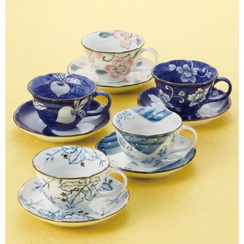悠久ろまん 藍彩 5客碗皿セット YK5-30B YK5-30B