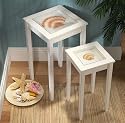 Furniture online: White Wooden Sea Shell Nesting Tables By Collections Etc