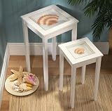 White Wooden Sea Shell Nesting Tables By Collections Etc