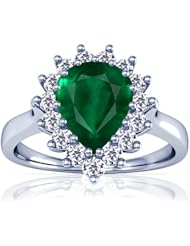 Platinum Pear Cut Emerald Ring With Sidestones (GIA Certificate)