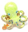 Punk Rock Sea creature Lime and gold tone Octopus Ring