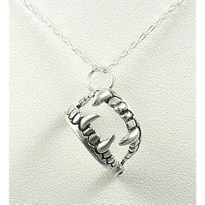 Vampire Fang Sterling Silver Working Fangs Twilight Charm Necklace Jewelry Team Edward