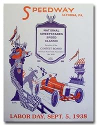 1938 Altoona Speedway Racing Poster Print