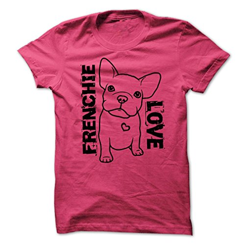 Sun Frog Shirts Women's Frenchie Love T-Shirt Large Heliconia