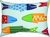 Manual Woodworkers & Weavers Climaweave Indoor/Outdoor Decorative Throw Pillow, 24 by 18-Inch, Missy Fishy School