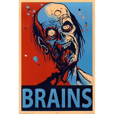 Brains Zombie Poster 24x36 Horror Poster Print, 