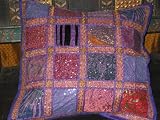 Moti Bead Purple Gold India Sari Floor Pillow Cushion 24 Free Shipping