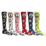 Peace Sign Socks (Color=Light-Pink)