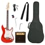 Barcelona Beginner Series Double Cutaway Electric Guitar Bundle with 10-Watt Amp, Gig Bag, Strap, and Accessories - Metallic Red