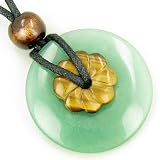 Double Lucky Amulet Aventurine and Tiger Eye Crystals Necklace