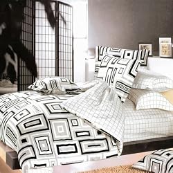 Blancho Bedding - [Black & White] 100% Cotton Comforter Cover/Duvet Cover Combo