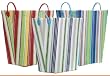 Bright Cotton Fabric Covered Striped Laundry Baskets with Leatherette Handles 16"x12"x20" Set of 3
