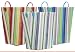 Bright Cotton Fabric Covered Striped Laundry Baskets with Leatherette Handles 16