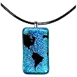 Handcrafted Teal Tribal Turtle Dichroic Glass Necklace