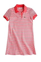 Girls Bi-Color Stripe Polo Dress With Contrast Trim