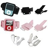 PCMICROSTORE Brand 3rd Generation New Apple iPod Nano 4gb 8gb Video Premium Adjustable Sports Armband - Bundled with 12v Rapid Premium Car Charger and Home Travel Wall AC Adapter Charger - 2 Color Choices (MP3 Player NOT Included)