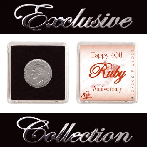 LUCKY SIXPENCE FOR 40TH RUBY WEDDING ANNIVERSARY