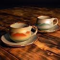 九谷焼 ペア コーヒーカップ＆ソーサー 連山