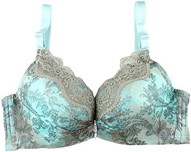 Promithi Classic Embroidered Lace Underwire Gather Bra Sexy Underwear (green, 32A)