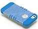 iPhone 5 Case, Bastex Heavy Duty Hybrid Protective Case - Soft Neon Blue Silicone Cover with Clear Sparkly Glitter Design Shell for Apple iPhone 5, 5S, 5G