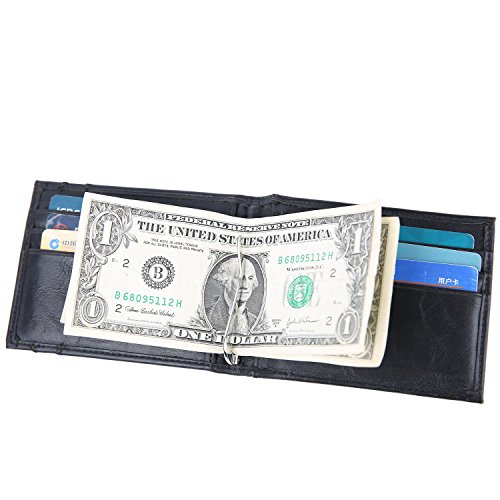 Artmi Mens Slim Bifold Wallet RFID Blocking Card Holder with Money Clip Front Pocket Minimalist Card Case, Black