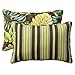 Pillow Perfect Decorative Green/Brown Tropical/Striped Reversible Toss Pillow, Rectangle, 24-1/2 Length, 2-Pack