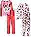 Disney Big Girls' Minnie Mouse 4-Piece Pajama Set, Red/White, 10