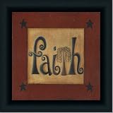 Faith Folk Art Primitive Country Print Sign Framed