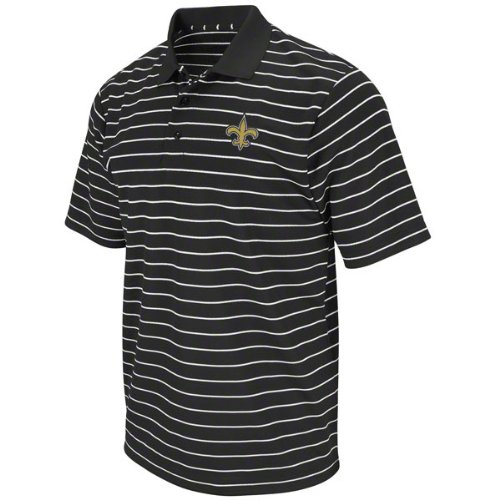 New Orleans Saints Black Fanfare III Striped Performance Polo (X-Large)