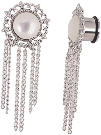 Global Trading01 8-16mm Tassel Ear Plugs with O-ring Tunnels Ear Expander Stretcher Plugs Piercing Gauge (16mm)