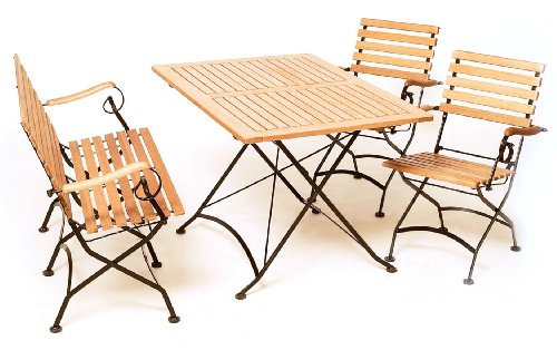 MERXX Gartenmöbel-Set,4tlg. mit Bank Flachstahl und FSC-Holz