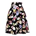 Modeway Women's Floral High Waist Flared Casual Knee Length Pleated Skater Skirt
