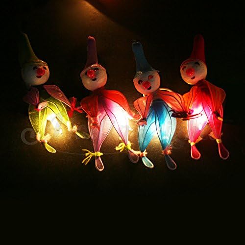 Gaiashine Handcrafted Clown Fabric Lanterns String Lights Multi Colors