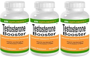 3 Bottles Testo Boost Anti-Estrogen & Anti-Aromatase Complex Tribulus Terrestris Extract Chrysin Diindolylmethane DIM Eurycoma Longifolia Jack Gamma Oryzanol 270 Total Capsules KRK Supplements