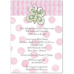 3D-Butterfly-With-Pink-Dots-Baby-Shower-Invitations-Set-of-20