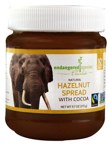 Endangered Species Natural Hazelnut Spread with Cocoa, Elephant, 9.7 Ounce