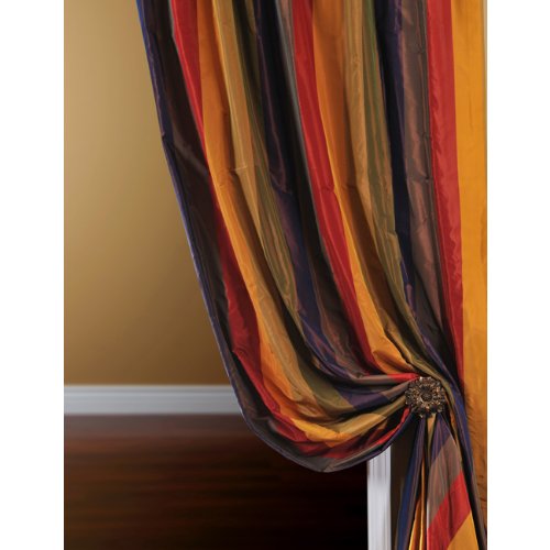 Faux Silk Taffeta Stripe Kaleidoscope Curtain 50 x 108L