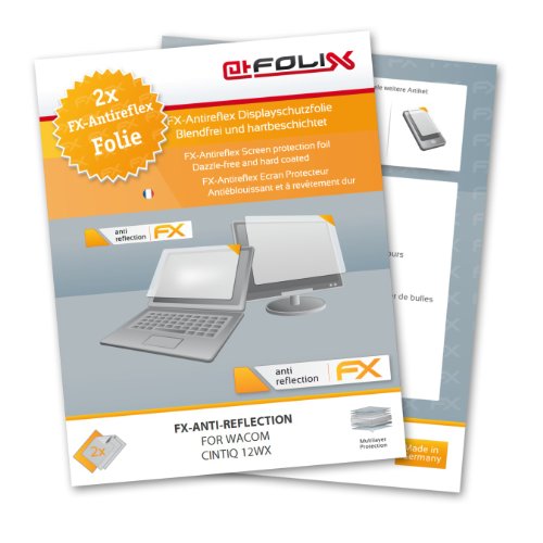 2 x atFoliX FX-Antireflex Displayschutzfolie für Wacom CINTIQ 12WX / CINTIQ12WX 12-WX - Displayschutz antireflektierend! Höchste Qualität - Made in Germany!