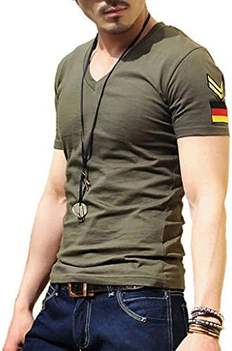 Unikey Men Summer Casual Button V Neck Slim Muscle Tops Tee T Shirt